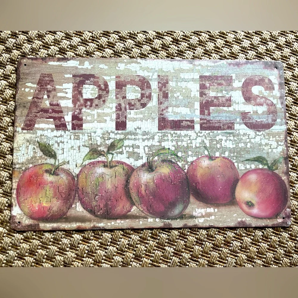Vintage Nostalgic Vintage 16x10” Vintage Apples Tin Sign. Wall Decor Metal sign.