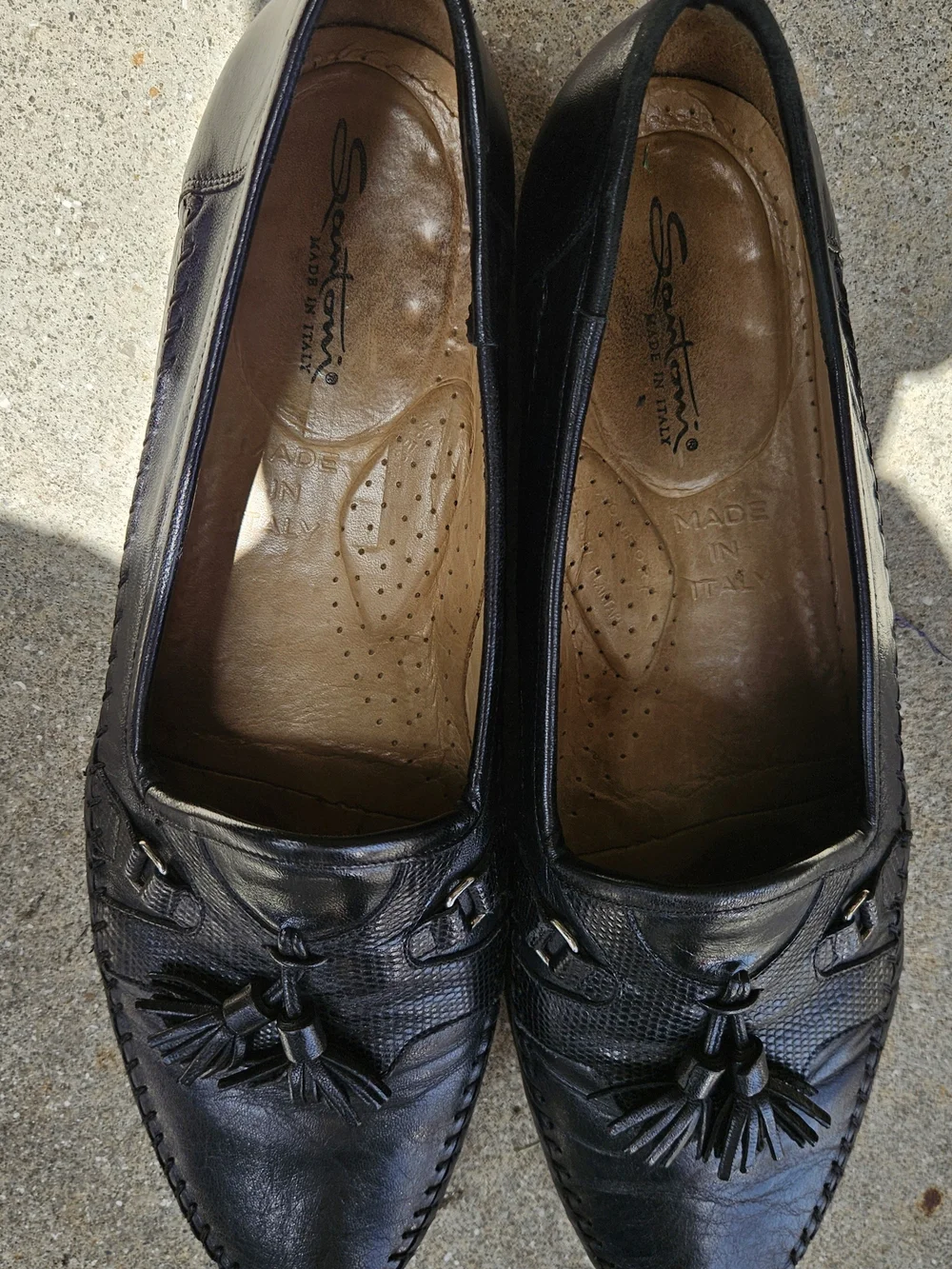 Santoni black leather