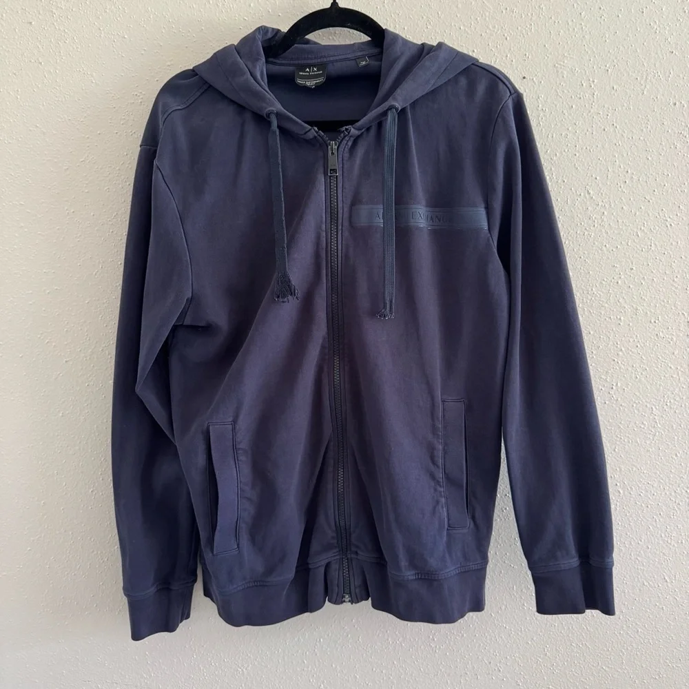 A/X Armani Exchange Navy Zip Hoodie Size S