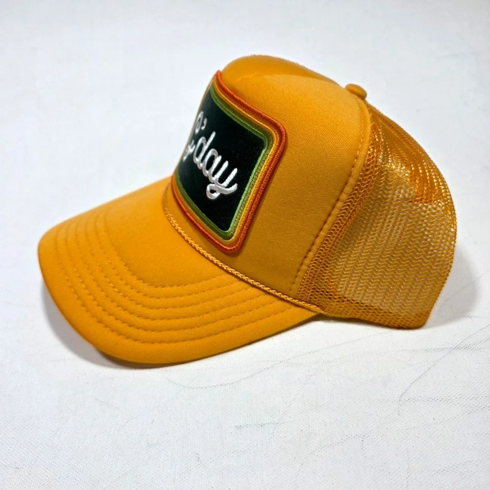 Port Sandz Trucker Hat Unisex OSFM Gold G'day Patch Snapback Mesh Surf Cap