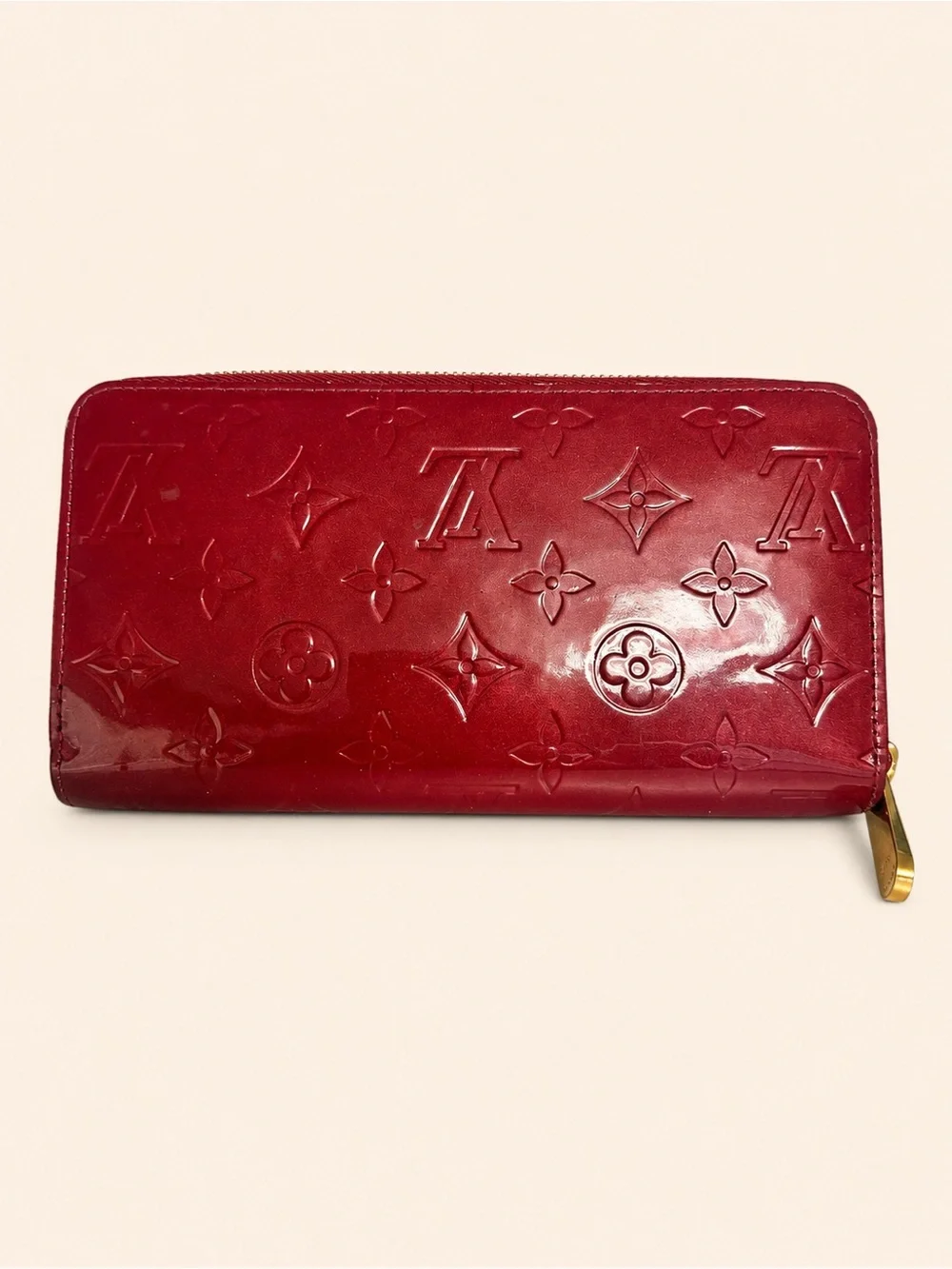 Louis Vuitton Monogram Vernis Zippy Wallet Red w/ Box