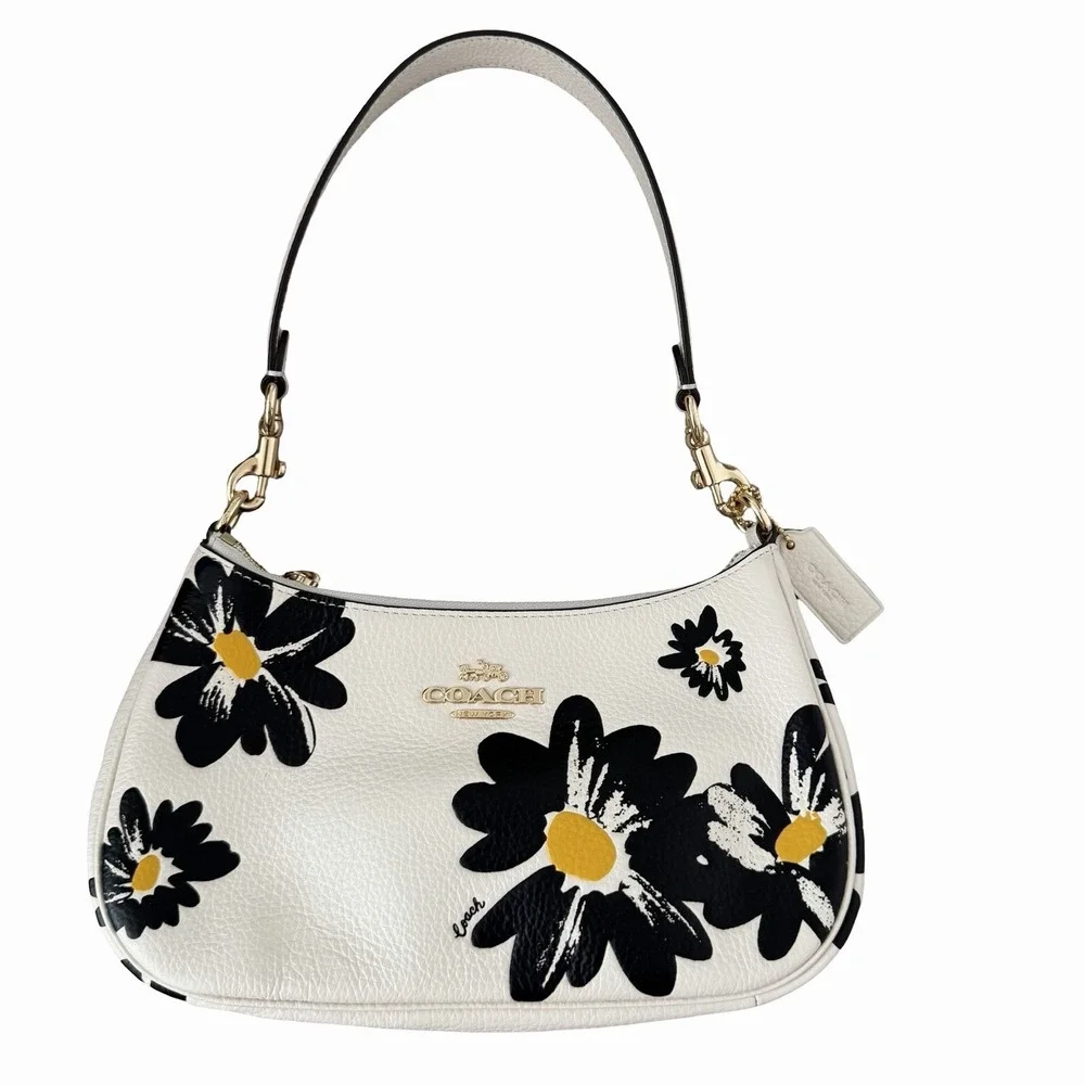 Coach Teri Pebble Leather Shoulder‎ Crossbody Bag Floral Print Chalk Multi CZ587