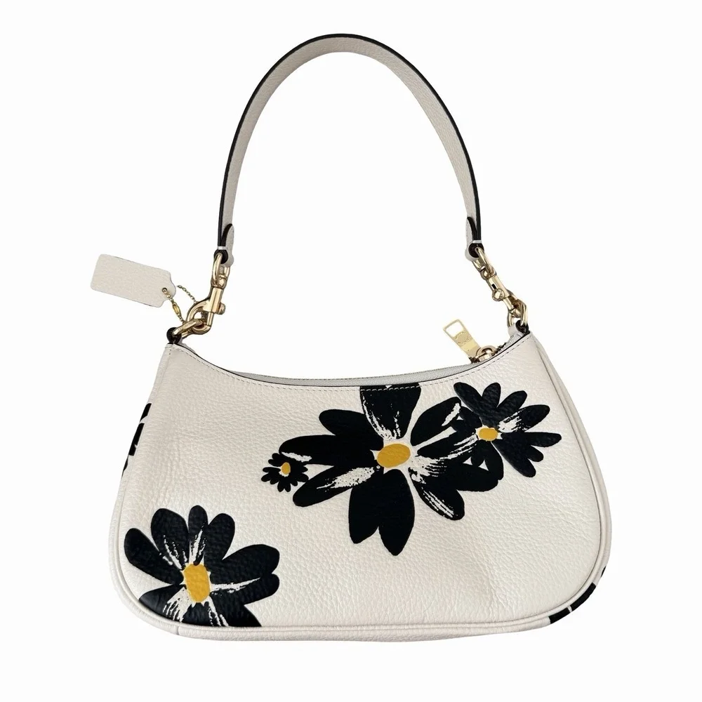 Coach Teri Pebble Leather Shoulder‎ Crossbody Bag Floral Print Chalk Multi CZ587
