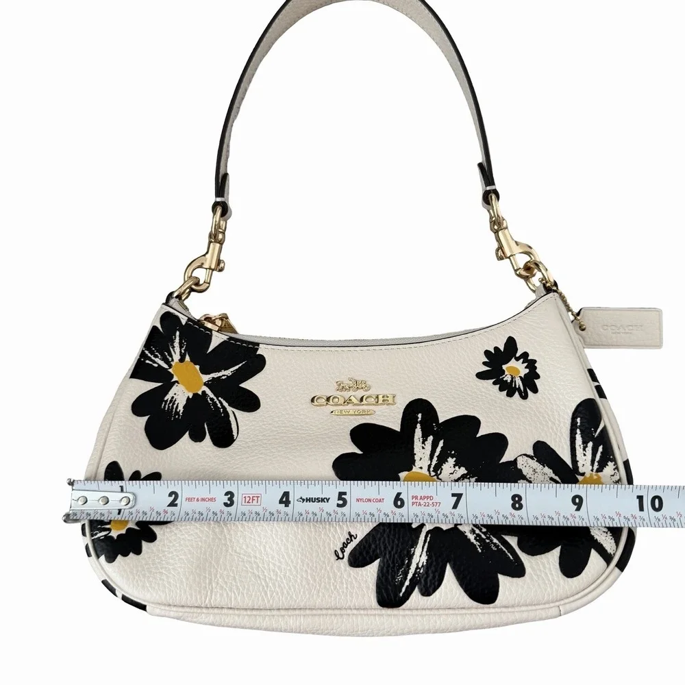 Coach Teri Pebble Leather Shoulder‎ Crossbody Bag Floral Print Chalk Multi CZ587