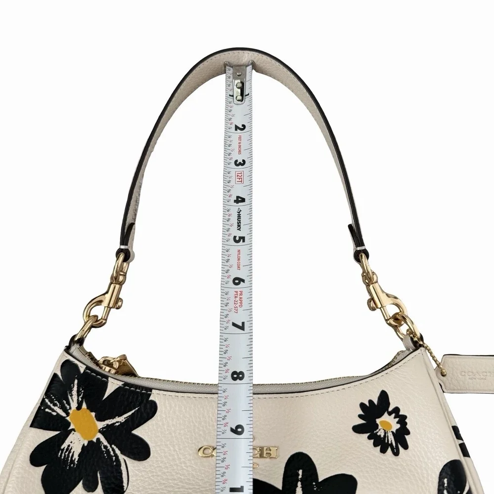Coach Teri Pebble Leather Shoulder‎ Crossbody Bag Floral Print Chalk Multi CZ587