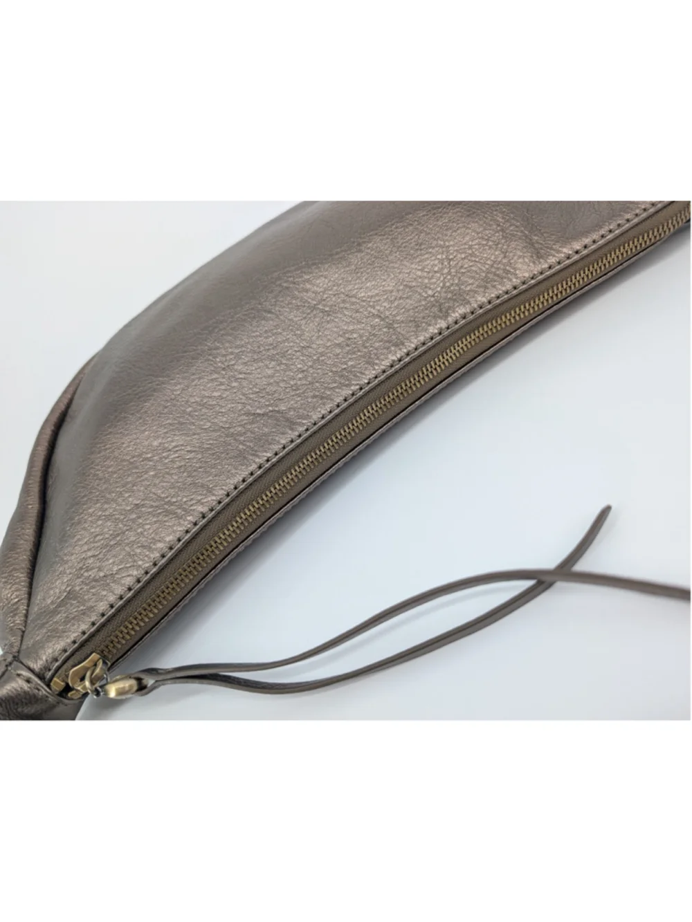 HOBO Knox Sling Pewter Metallic Bronze Genuine Leather Crescent Shoulder Bag
