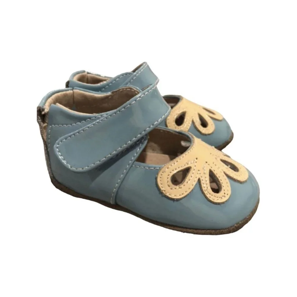 Livie & Luca 0-6m Light Blue Leather Petal Soft Sole Infant Shoes