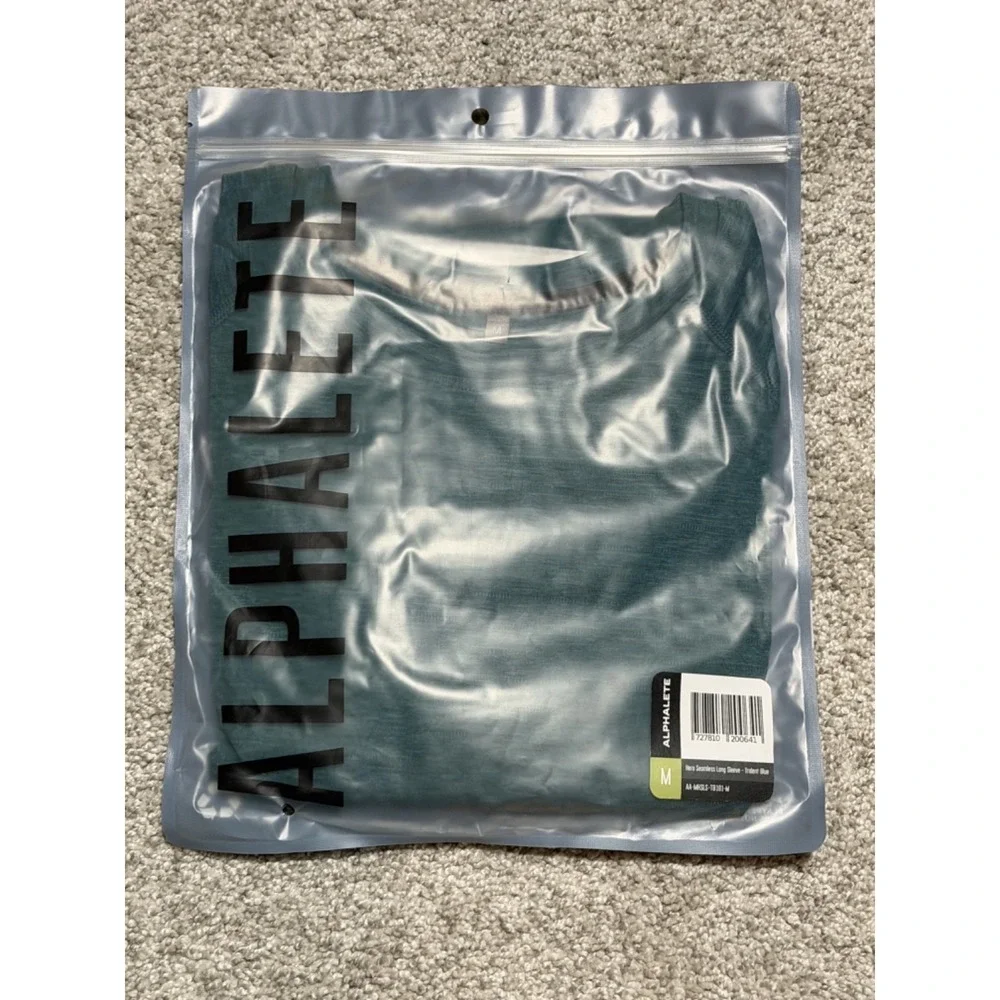 NEW In Bag Men's Alphalete Hero Seamless Long Sleeve In Trident Blue Sz M