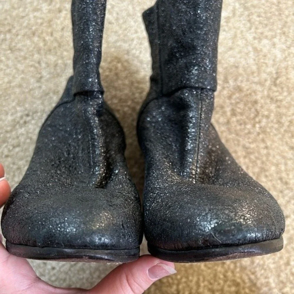 Rag & Bone Newbury Gunmetal Metallic Heeled Booties Size 10