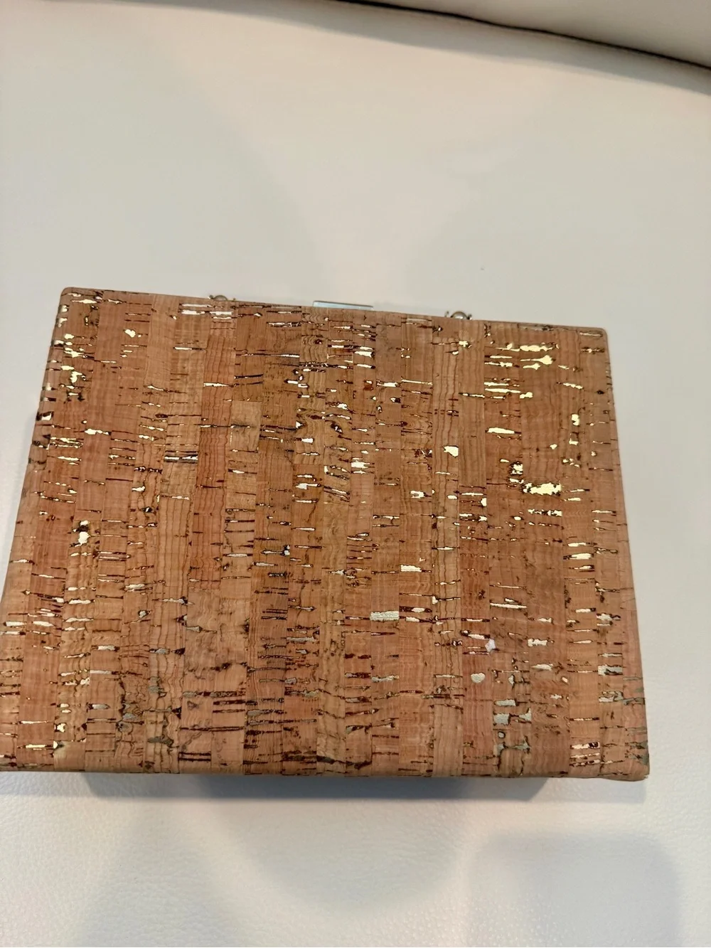 Cork Box Clutch in Natural Tan