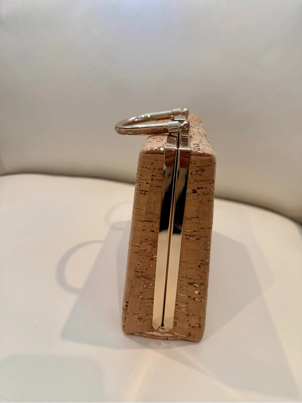 Cork Box Clutch in Natural Tan