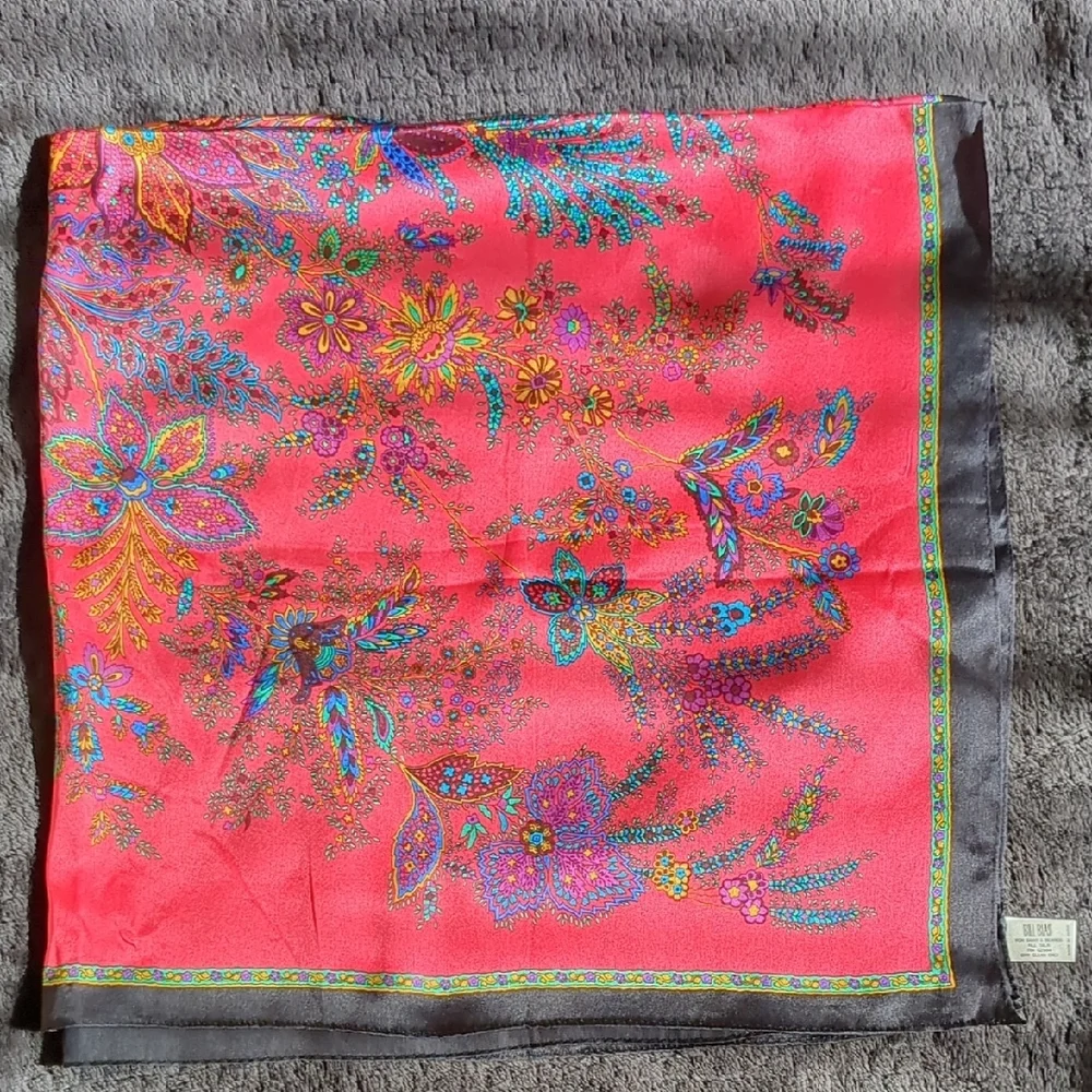 Bill Blass Vintage Floral Silk Scarf
