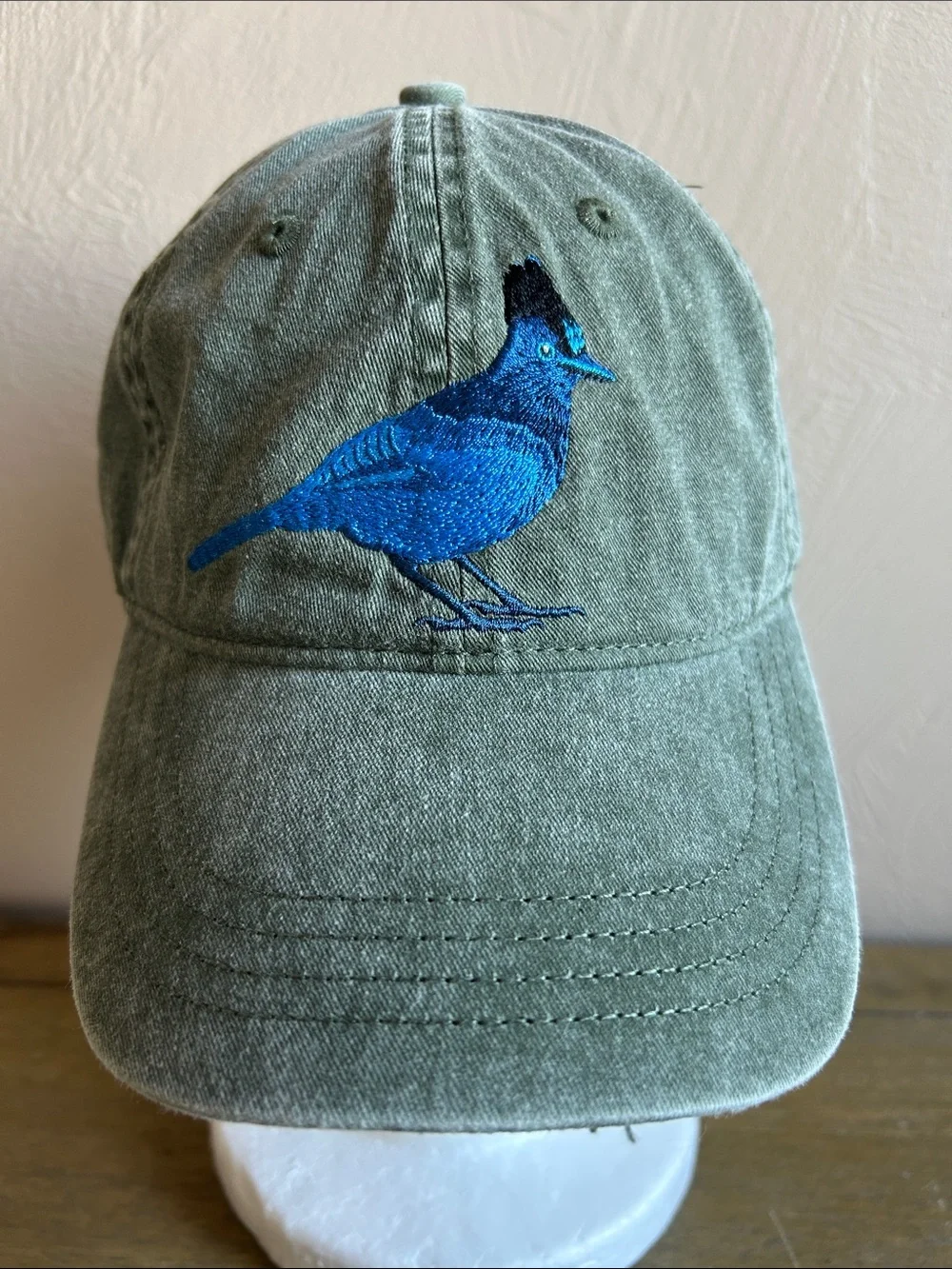 Steelers Embroidered Blue Jay Olive Baseball Cap. One Size. 100% Cotton. Unisex.
