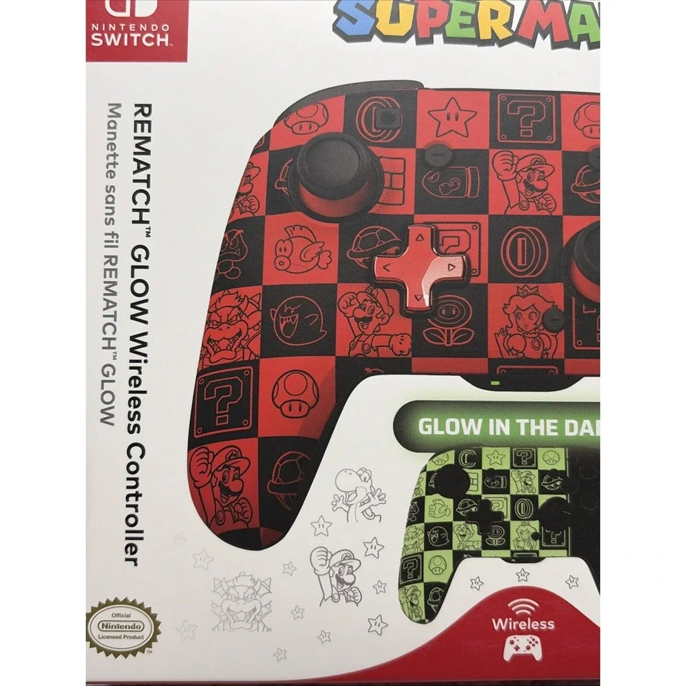 PDP REMATCH GLOW Enhanced Wireless Nintendo Switch Pro Controller - Super Mario