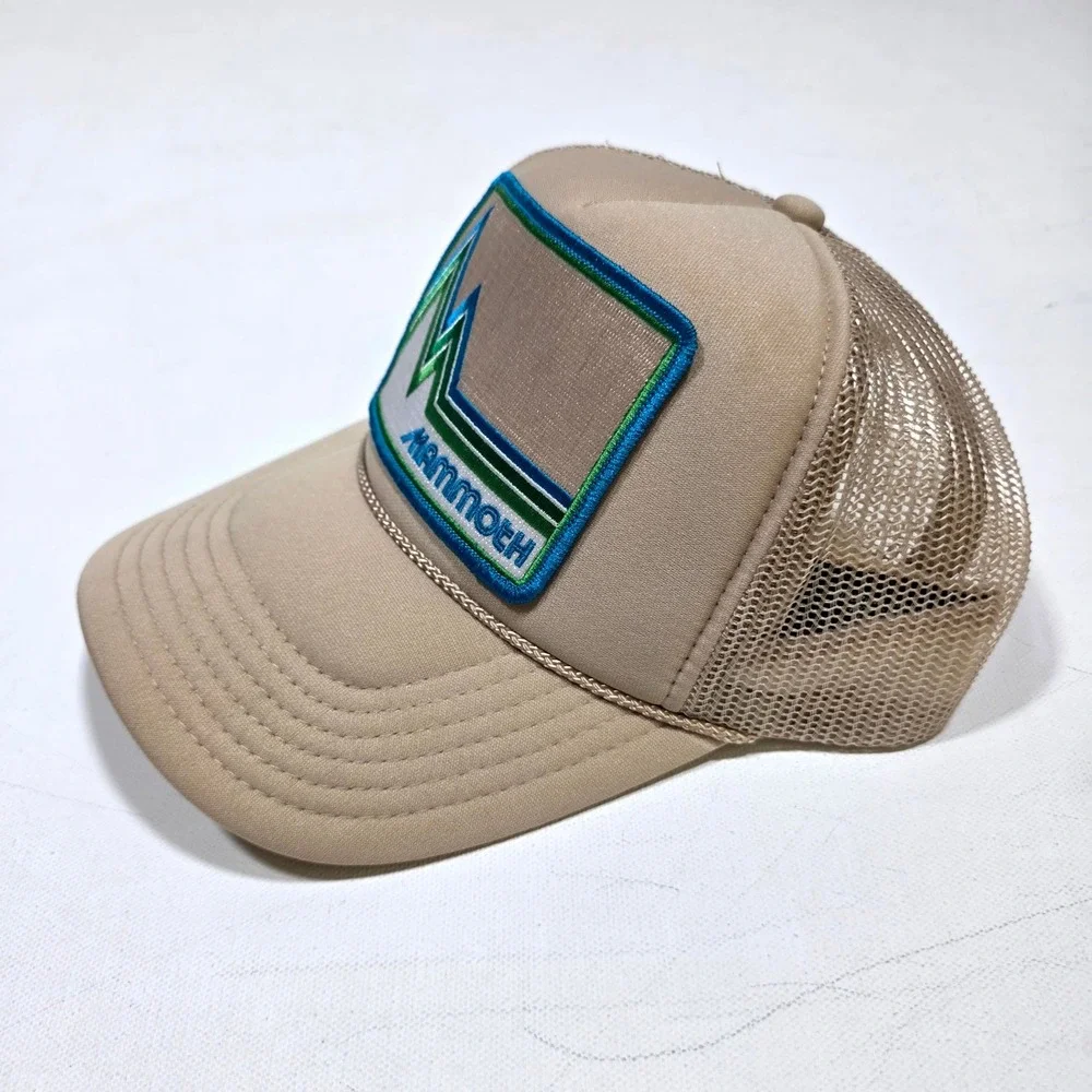 Otto Trucker Hat Tan Mammoth Mountain Patch Mesh Snapback Cap 32-467 Ski