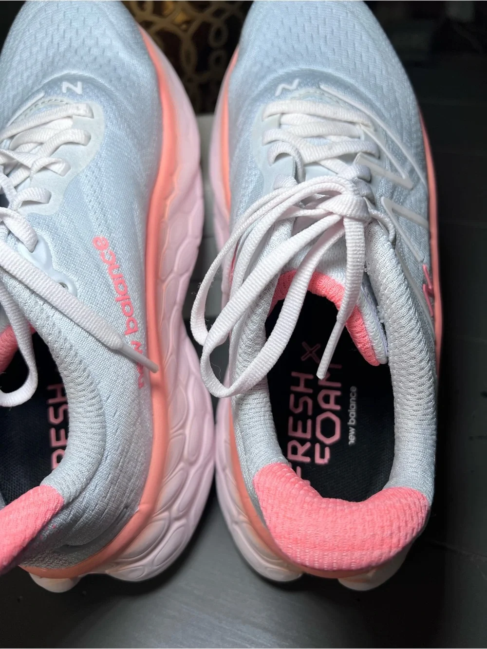 New Balance Fresh Foam More V4 Pink Grey Washed Pink Running Sneakers Women 7.5