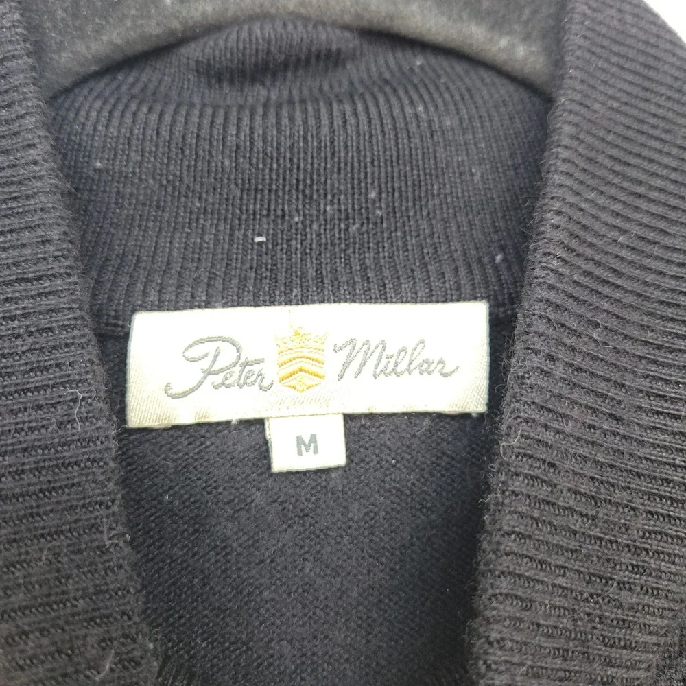 Peter Millar Sweater Mens M Black Mock Neck Wool Silk Cashmere Knit Luxury