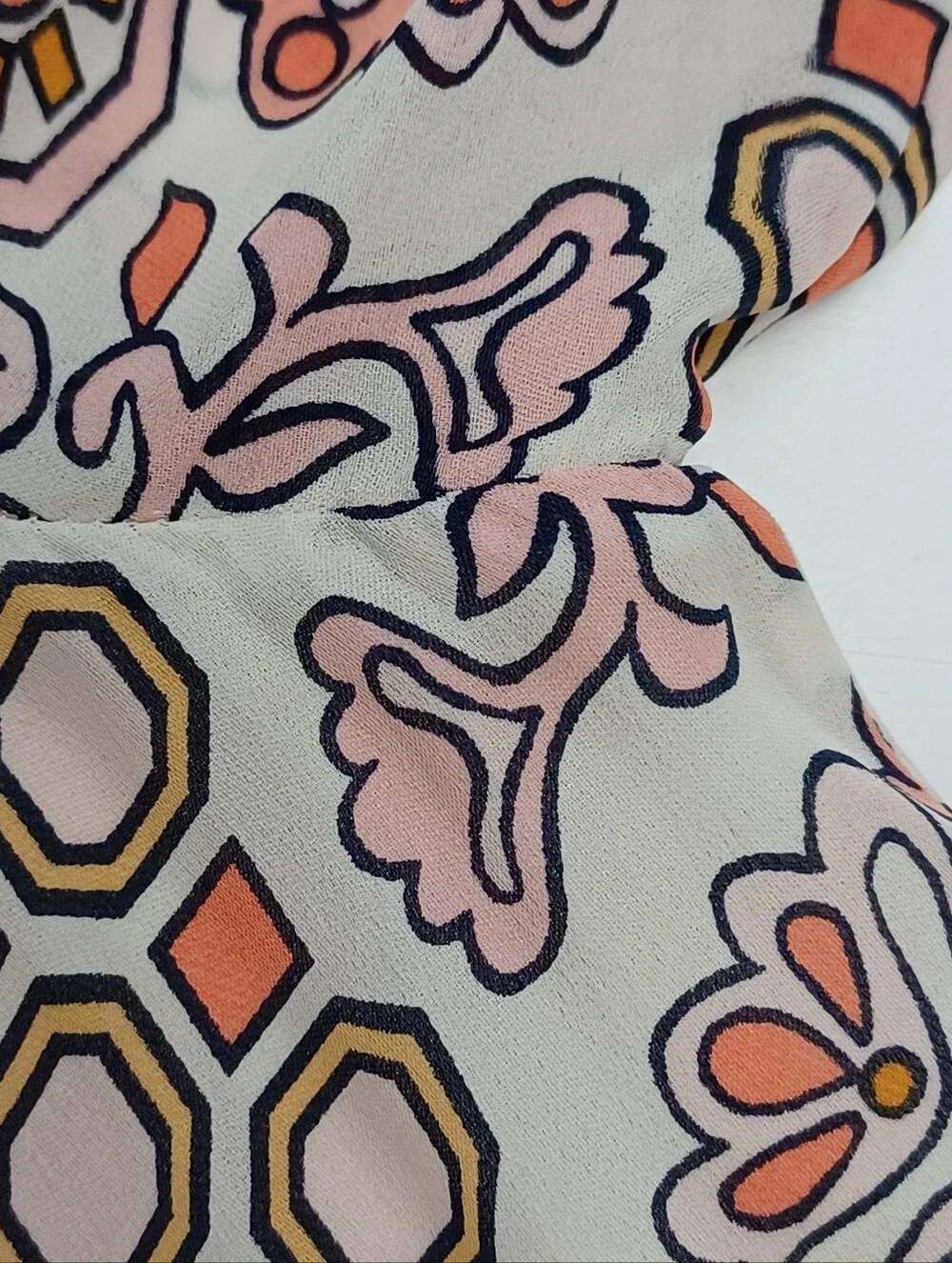 Tory Burch Serena Print Silk Dress Size 6 Women Drawstring Tie Neck Feminine