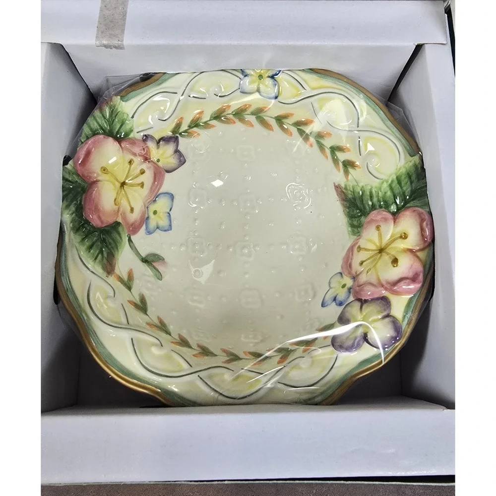Fitz And Floyd NEW in BOX Garden Rhapsody Collection Bowl & Bag of Potpourri NIB