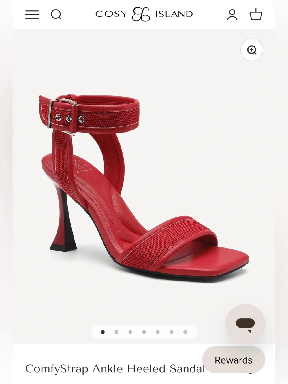 Cosy Island Red Sculpted-Heel Ankle-Strap Sandals