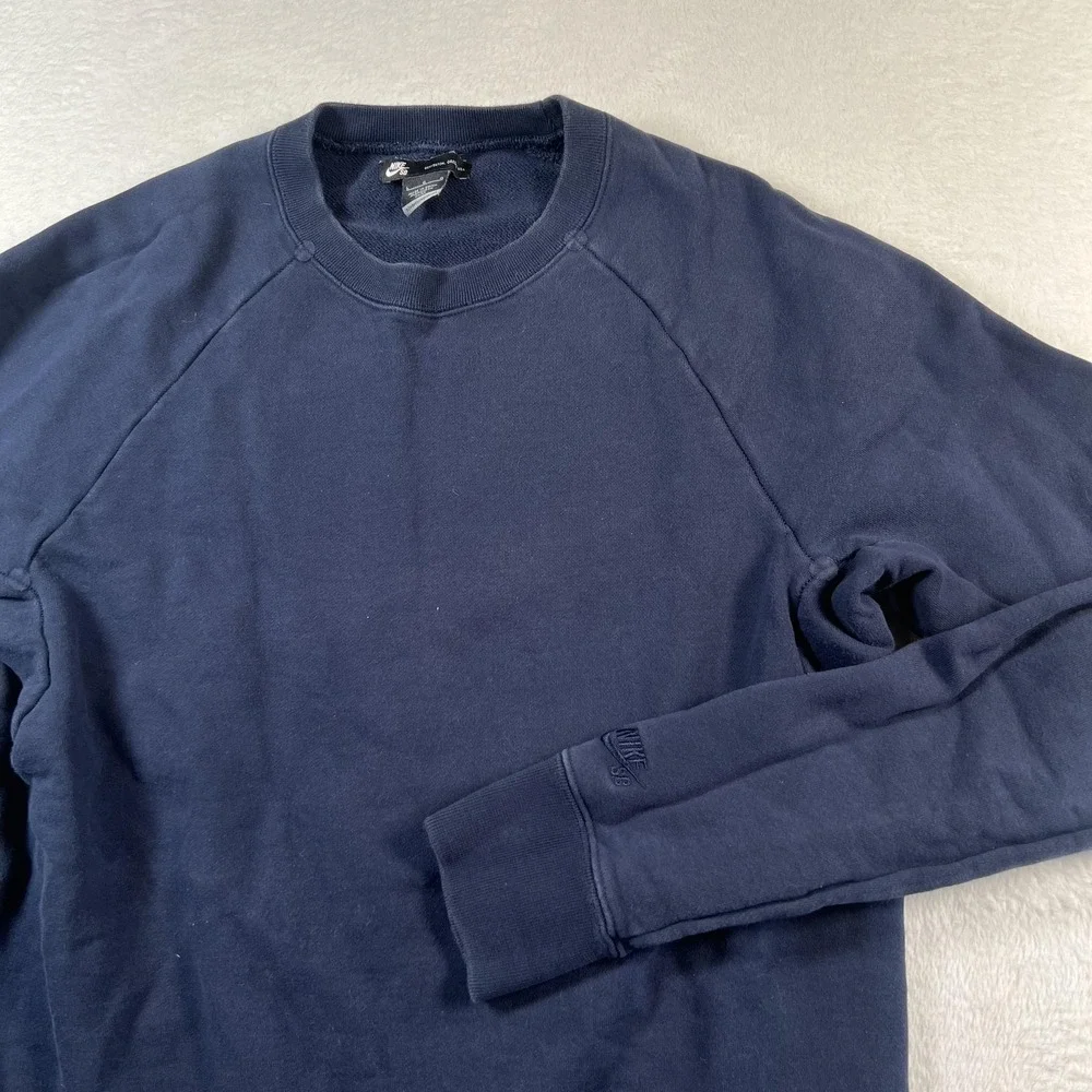 Nike SB Sweatshirt Mens Large Blue Crewneck Fleece Pullover Skateboard Logo