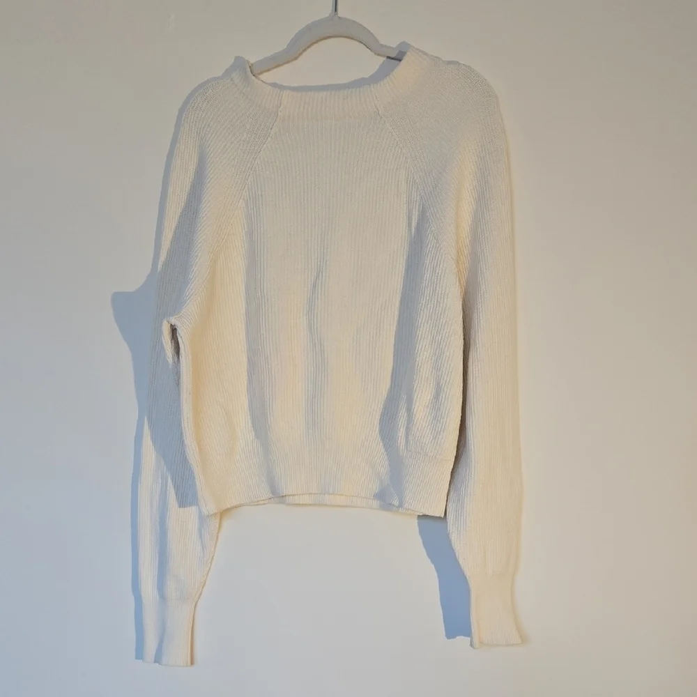 Free People Creamy White Ribbed Sweater, Normcore Minimalost Large