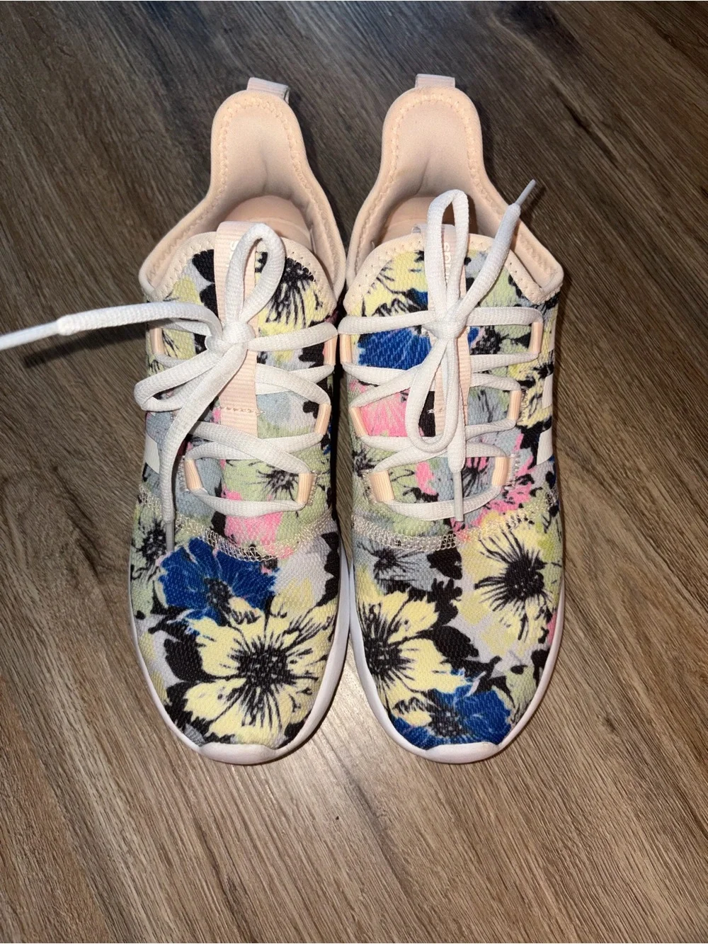 Women's Floral Print Athletic Sneakers - Pink, Yellow, Blue