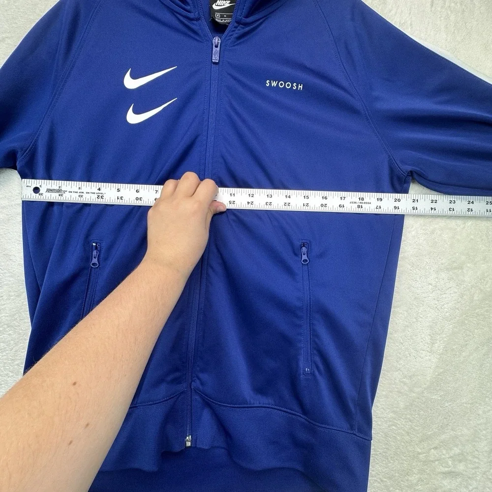Nike Track Jacket Men's M Blue Full Zip Double Swoosh Zip Pockets Athletic