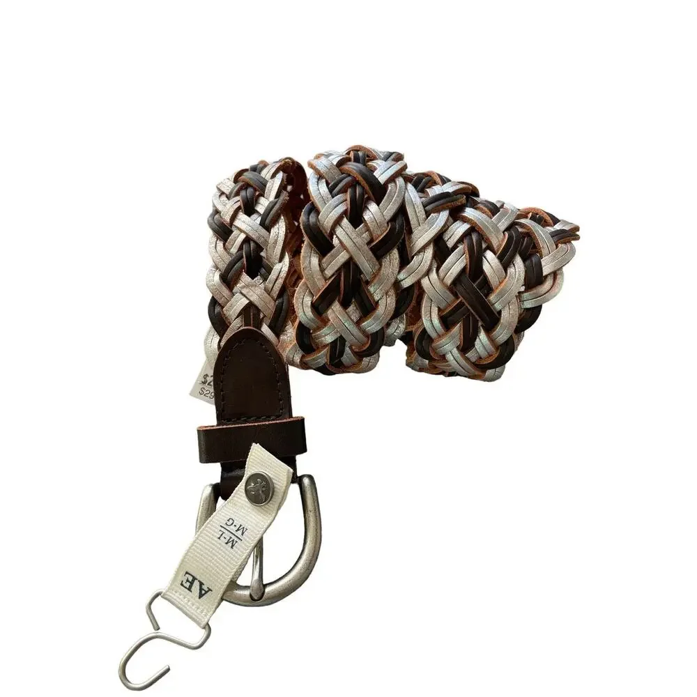 American‎ eagle size Medium/large braided brown/silver belt new