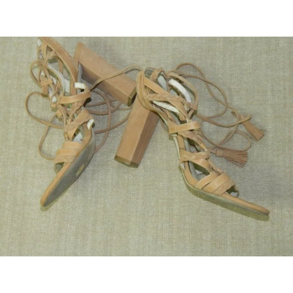 BCBG MAXAZRIA Heels Brown trappy Suede‎ Leather Strap Shoes Size 8