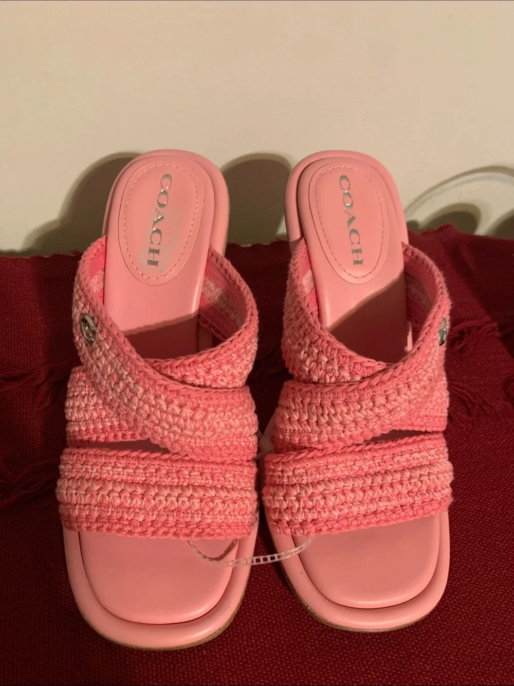 COACH Pink Crochet Slide Mules