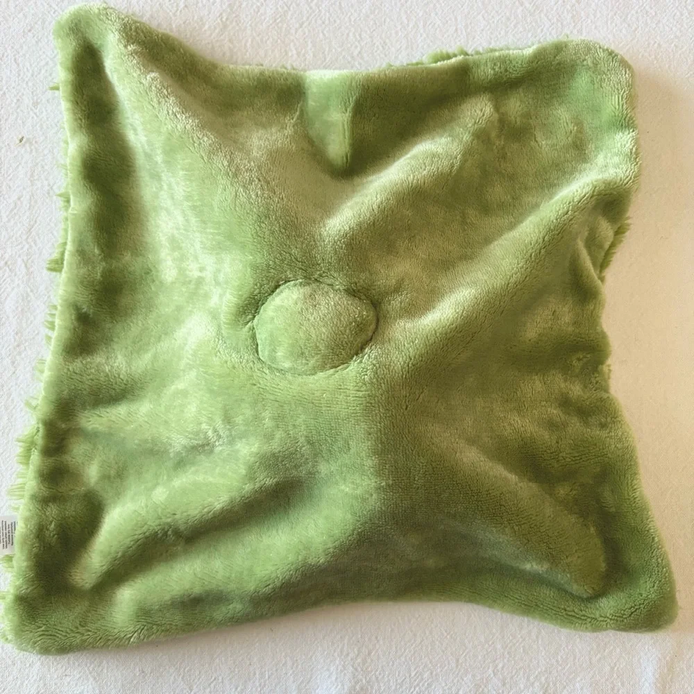 Oobles Green Fuzzy Dino Security Blanket Plush Lovey Rattle Comfort Toy NEW
