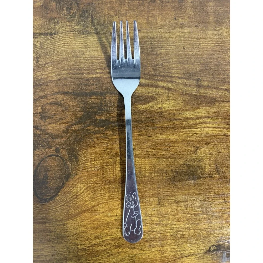 Vintage Esmeyer 18/10 Fork Rabbit Design Children's 6