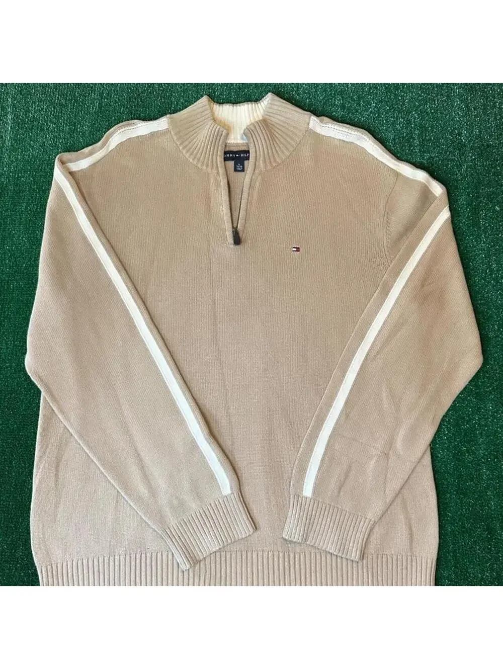 Tommy Hilfiger Quarter Zip knitted Sweatershirt cream color
