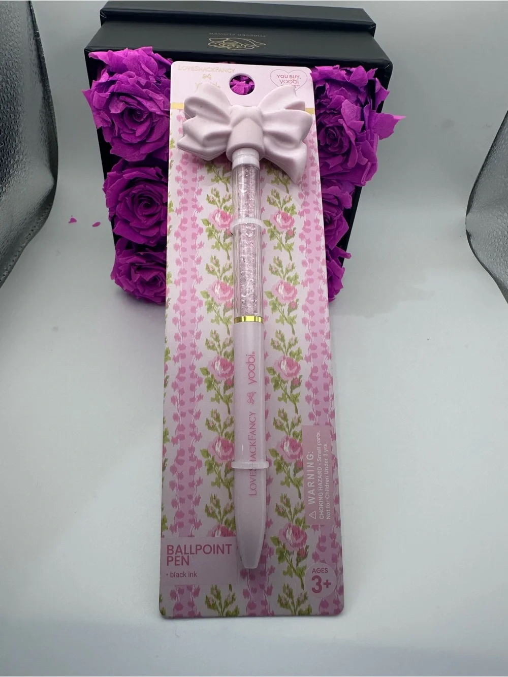 LoveShackFancy Pink Bow Crystal Ballpoint Pen