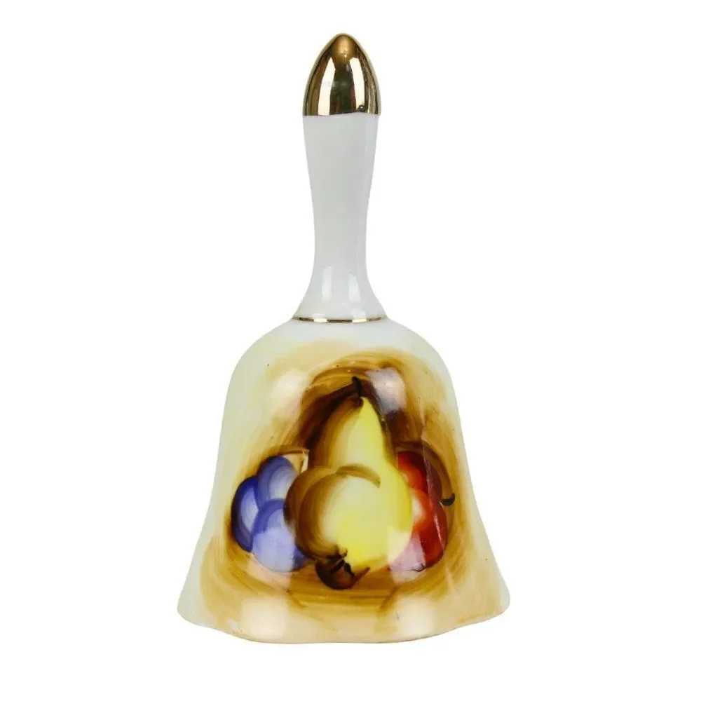 Bell Ceramic Hand Painted Fruit Gold Accents Vintage Mid Century Modern Japan