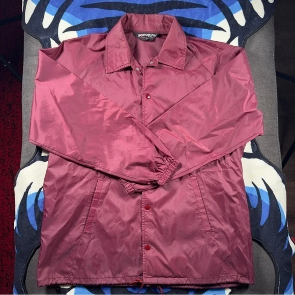 Vintage 80s Men's Maroon L Windbreaker Jacket by SPORTSMASTER
