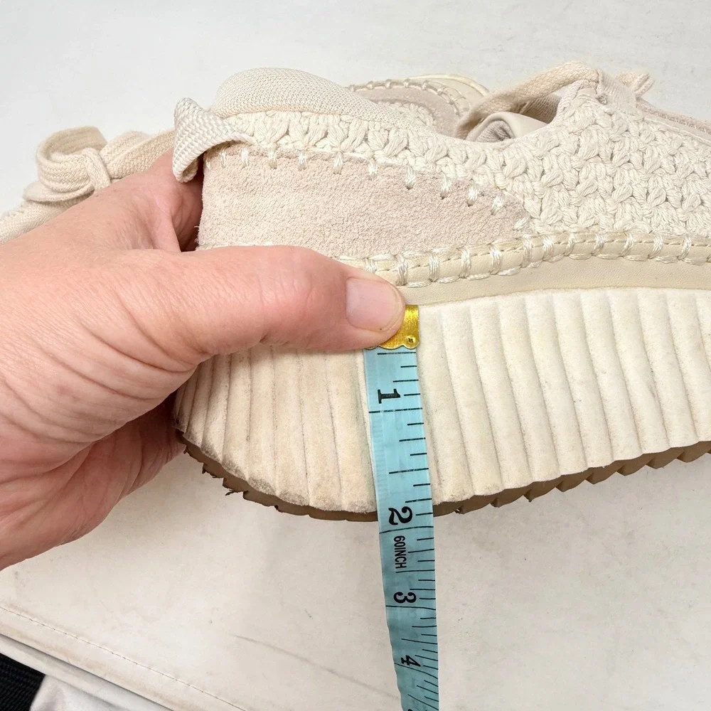 Dolce Vita Dolen Sneakers Cream Size 8 Knit Crochet Platform Chunky Shoes