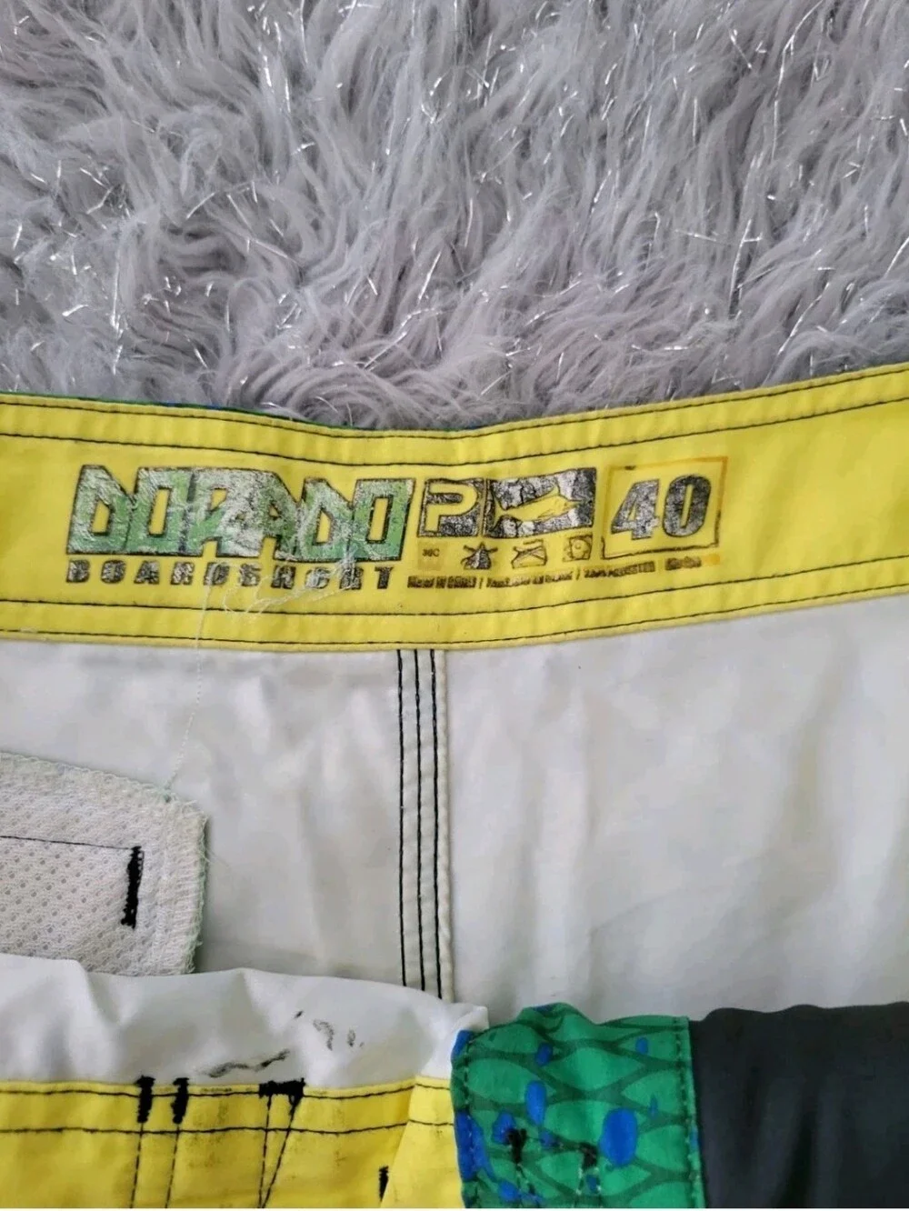Pelagic Board Shorts Swim Trunks Green Yellow Dorado Swimsuit Pockets Fish 40