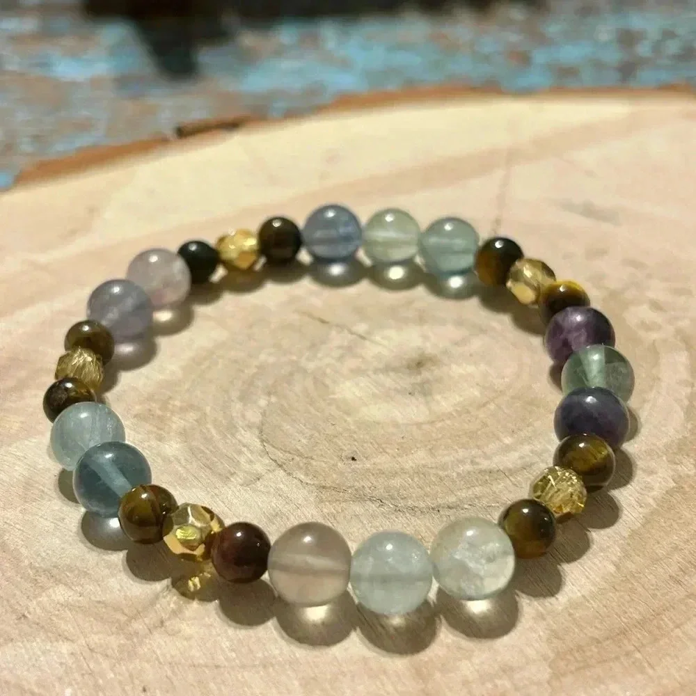 ✨ Handmade Fluorite + Tiger’s Eye + Hematite Crystal Bracelet ✨
