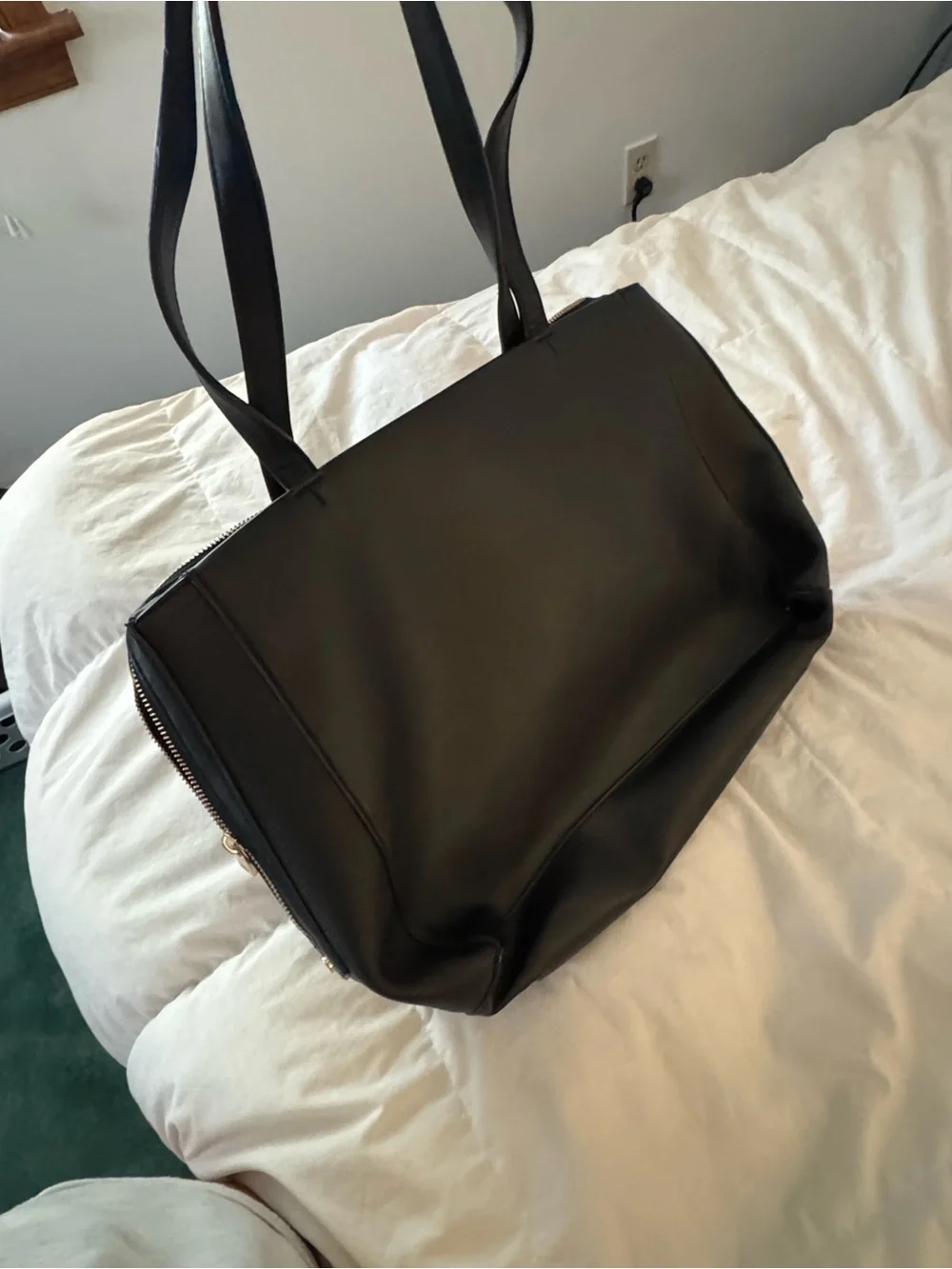 Black Faux Leather Laptop Tote
