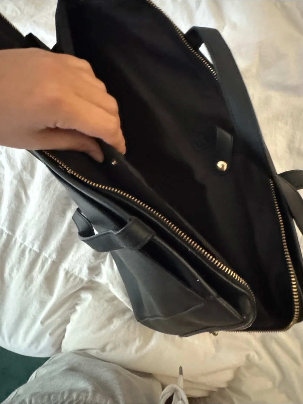 Black Faux Leather Laptop Tote
