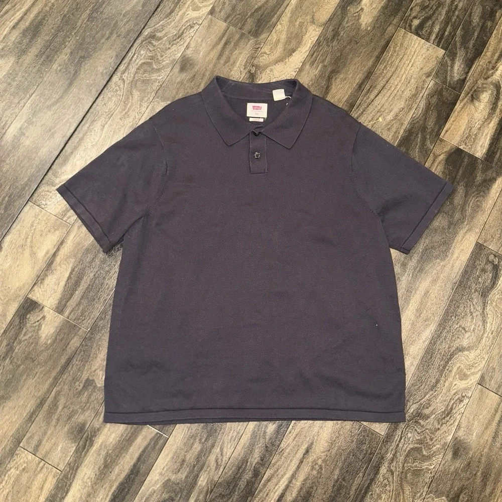 Levi's Men's Cotton Sweater Knit‎ Grey Polo Shirt Size XXL