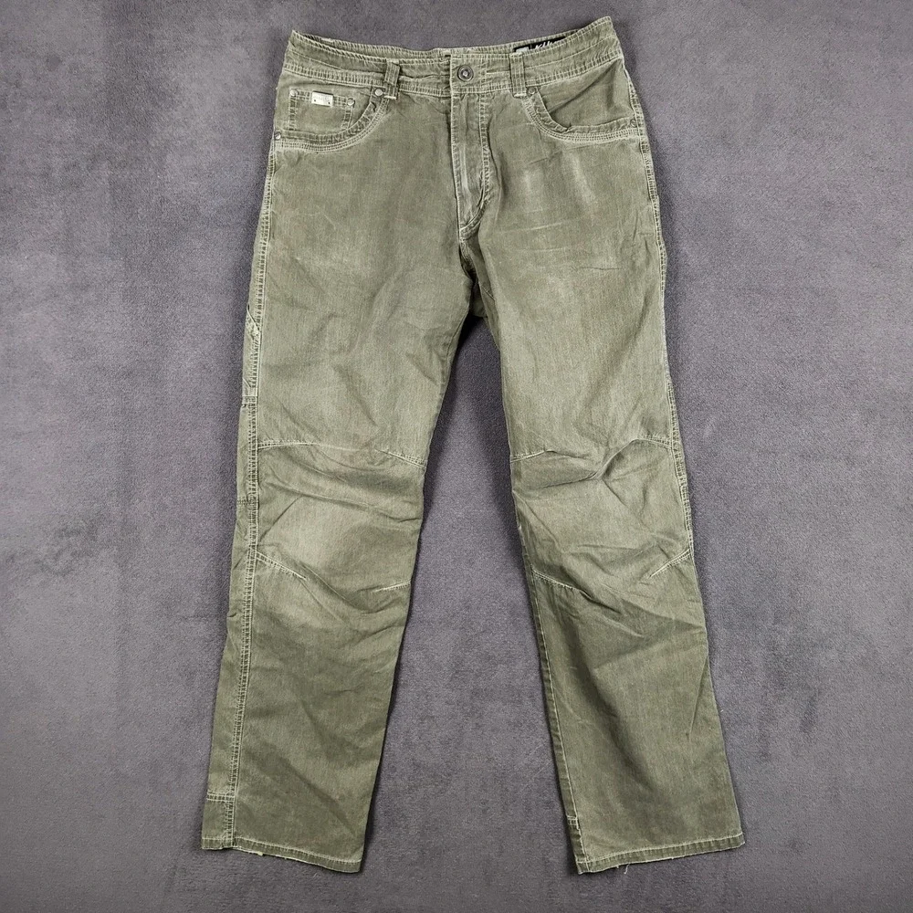 Kuhl Revolvr Pants Mens 32x34 Khaki Green Utility Cargo Stretch Hiking Workwear