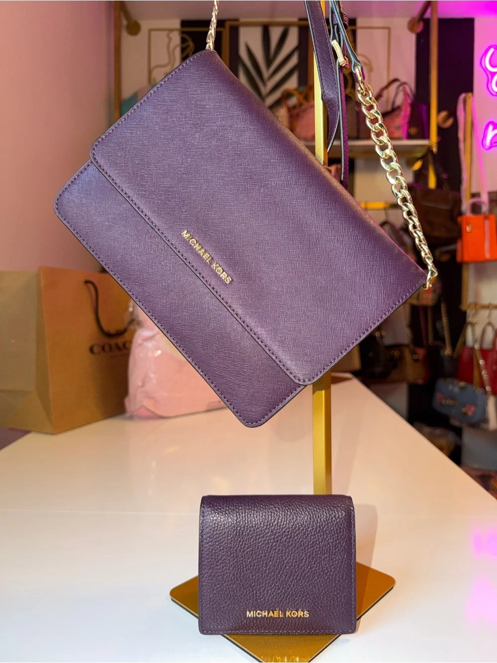 Michael Kors signature gold leather