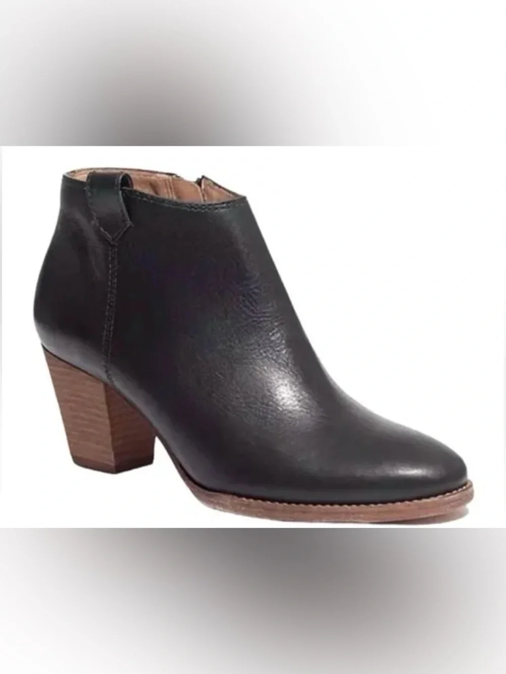 *MADEWELL* Black x Tan Leather Block Heel Ankle Billie Boots Size 8