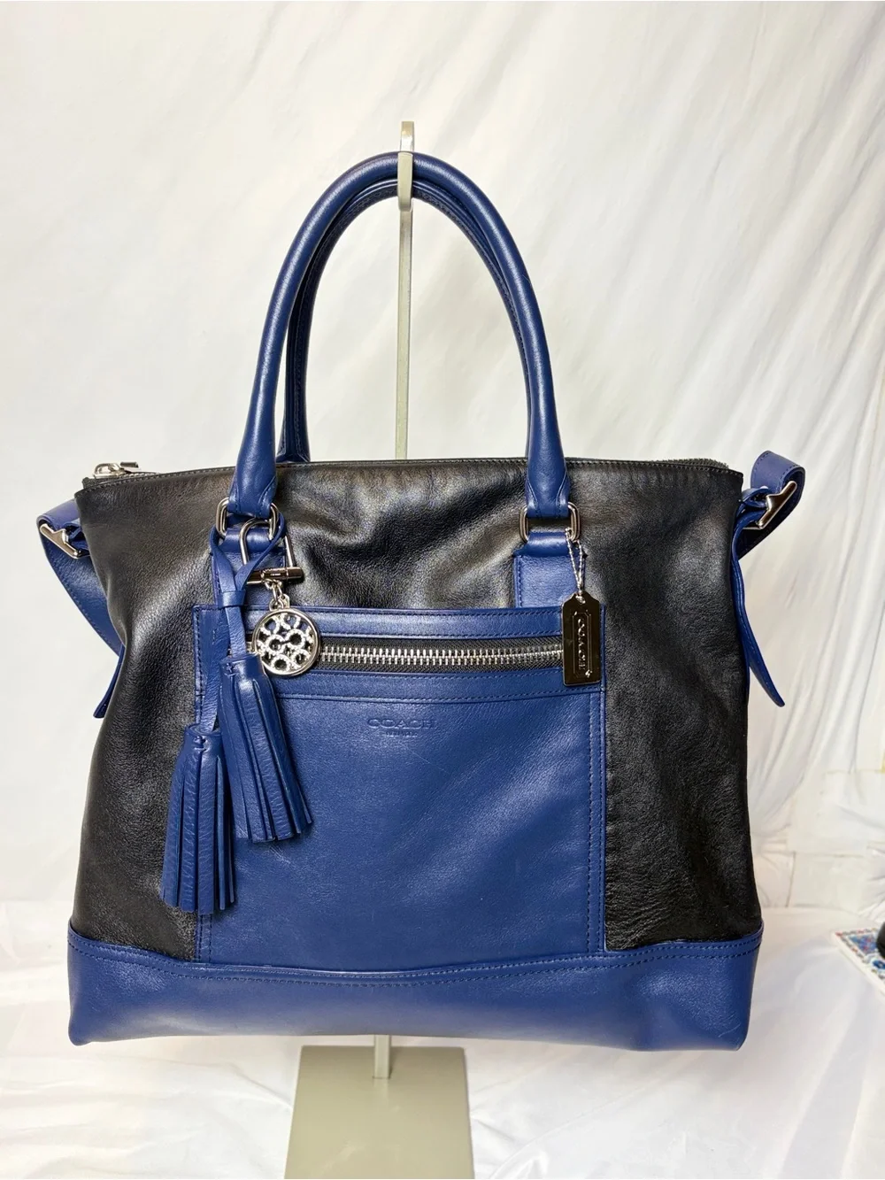 Coach Legacy Leather Rory Satchel Navy Black Colorblock 19902