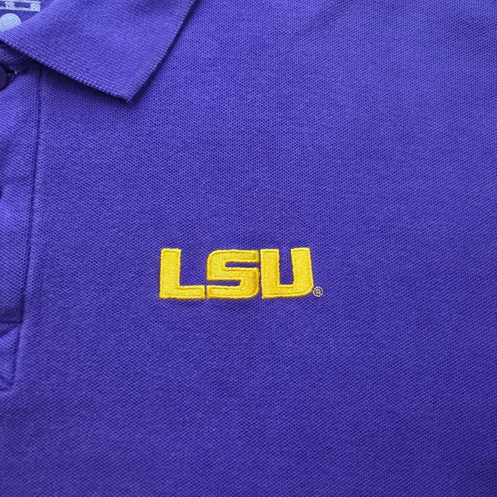 Nike LSU Tigers Team Edition Pique Polo Shirt Mens XL Purple Short Sleeve NCAA