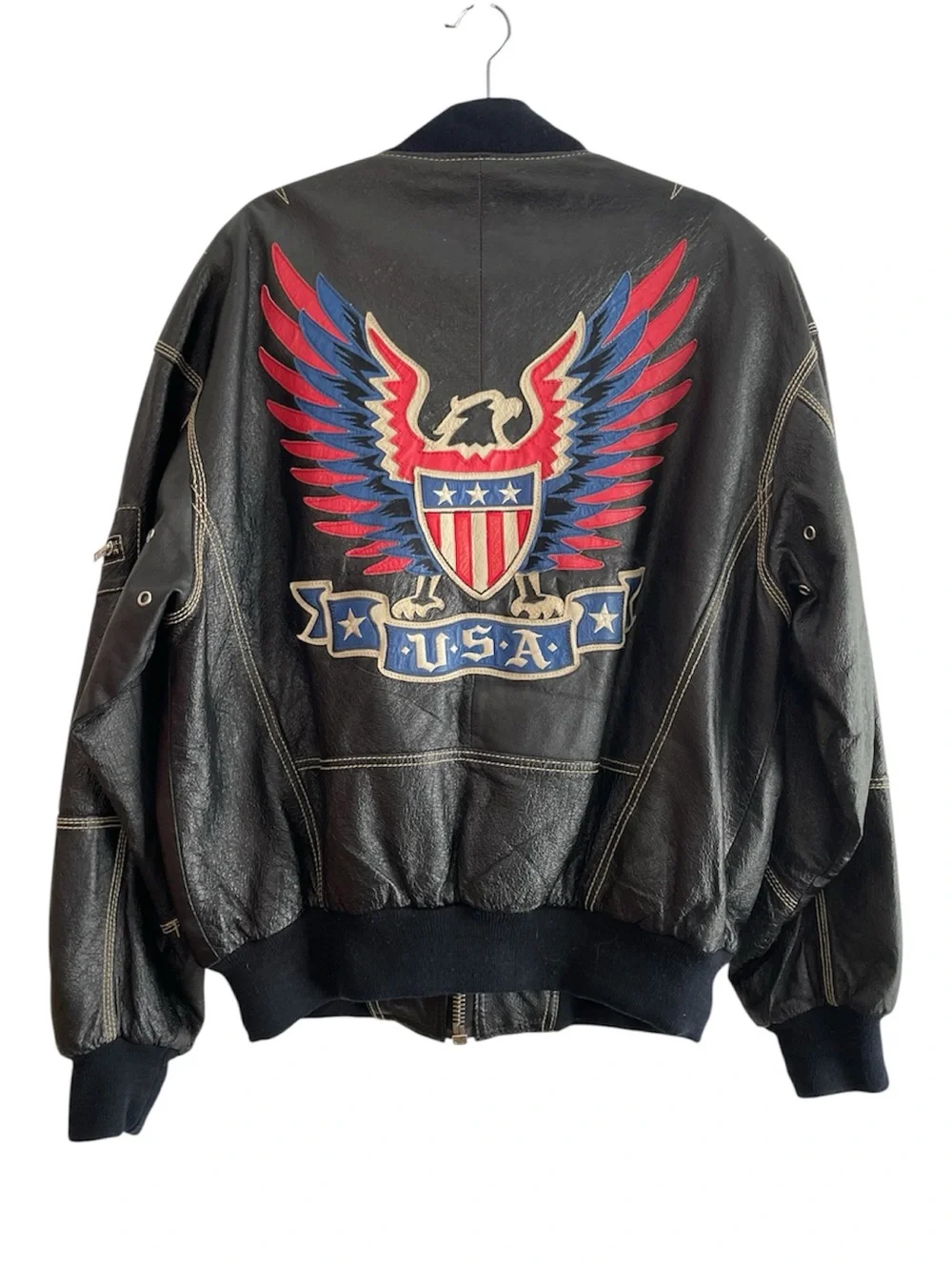 Michael Hoban Tag 88 Eagle USA Black Leather Racing Style Jacket Where Mi