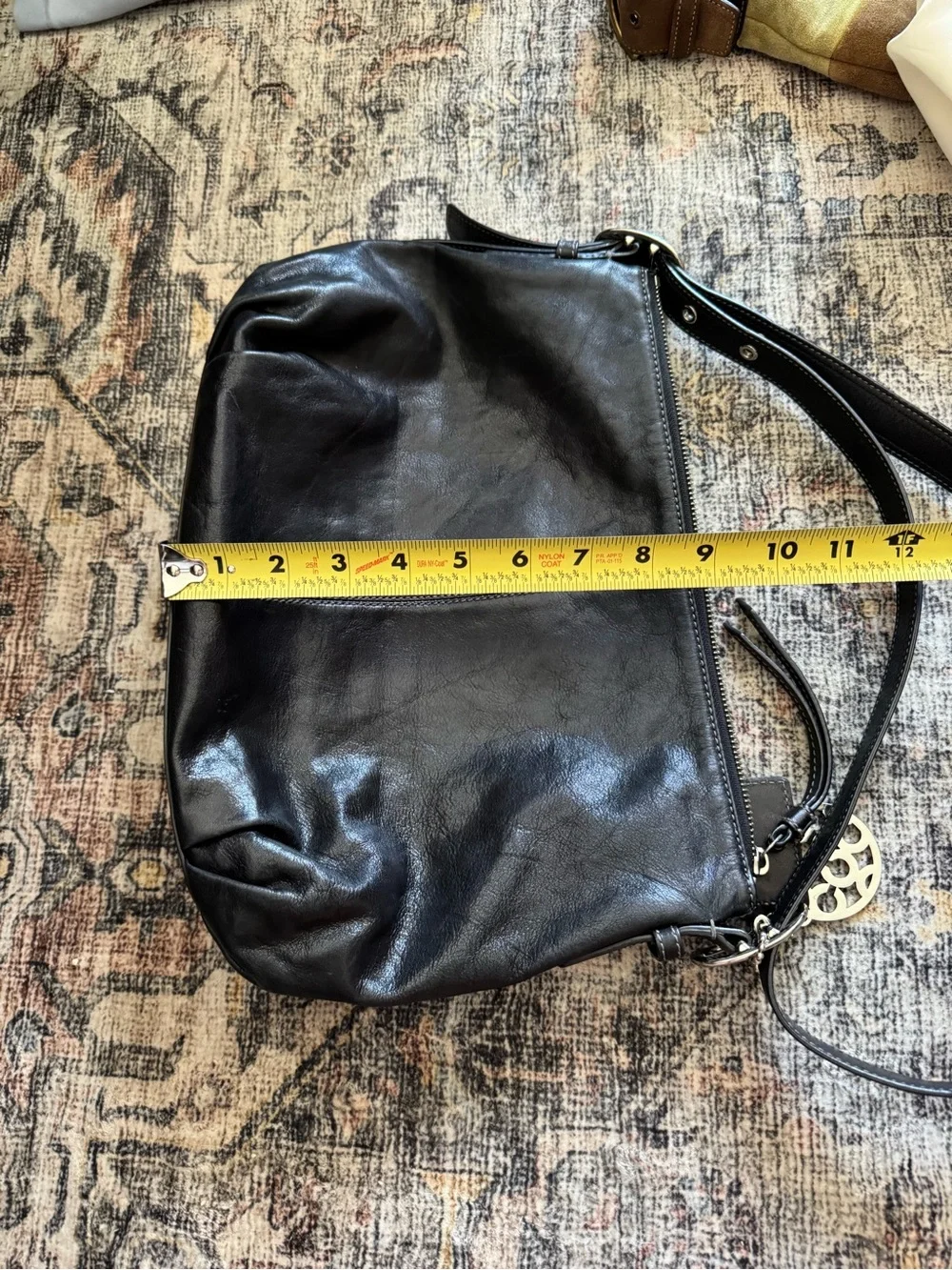 Coach Black Leather Shoulder Bag with Cherry Charm